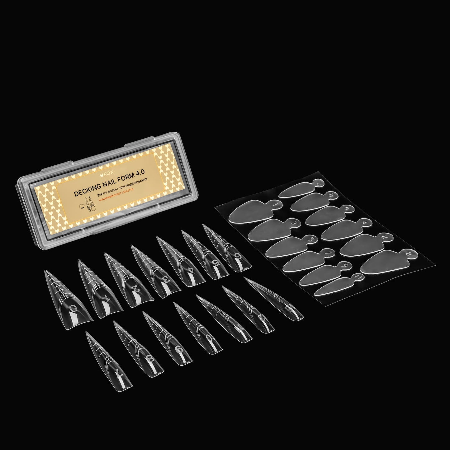 Верхні форми для моделювання F.O.X Decking Nail form 4.0 Класичний Стілет (28 шт.)