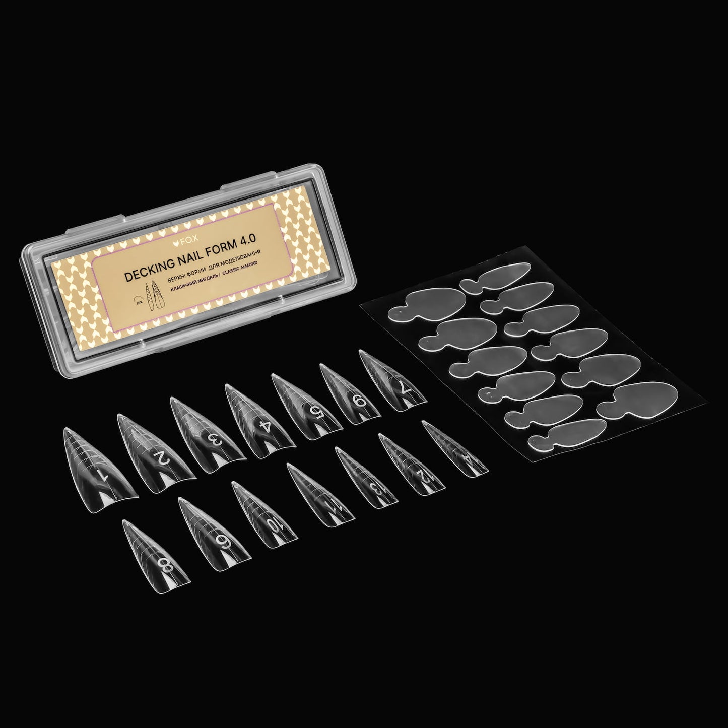 Верхні форми для моделювання F.O.X Decking Nail form 4.0 Класичний мигдаль (28 шт.)