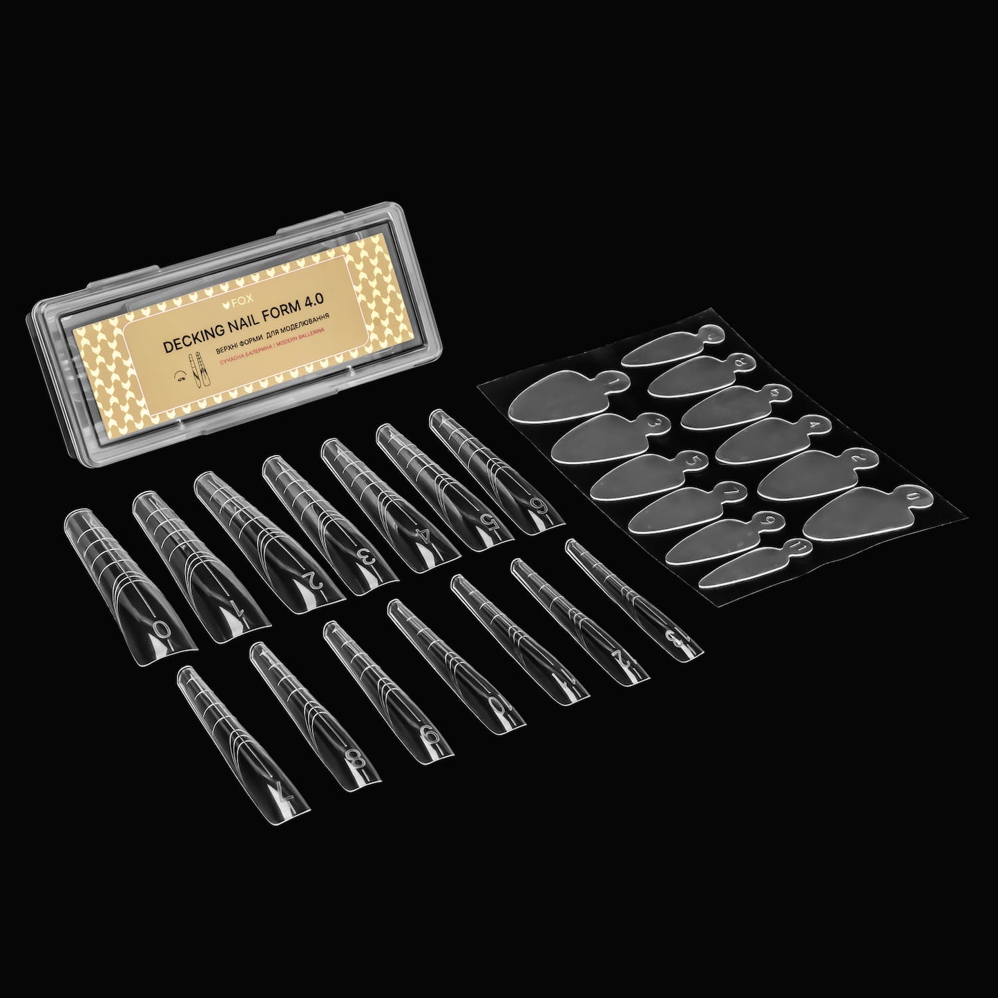 Верхні форми для моделювання F.O.X Decking Nail form 4.0 Сучасна Балерина (28 шт.)