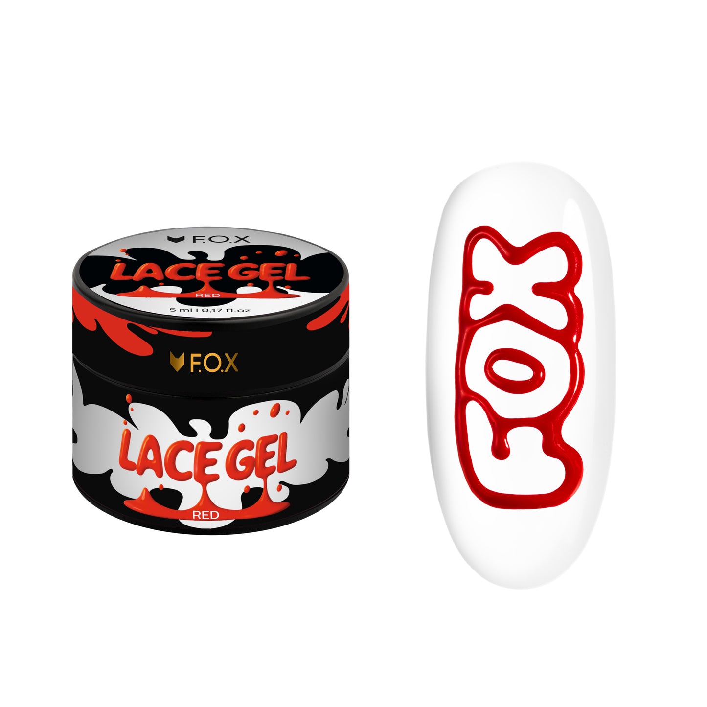 Гель-фарба F.O.X Lace Gel Red, 5ml
