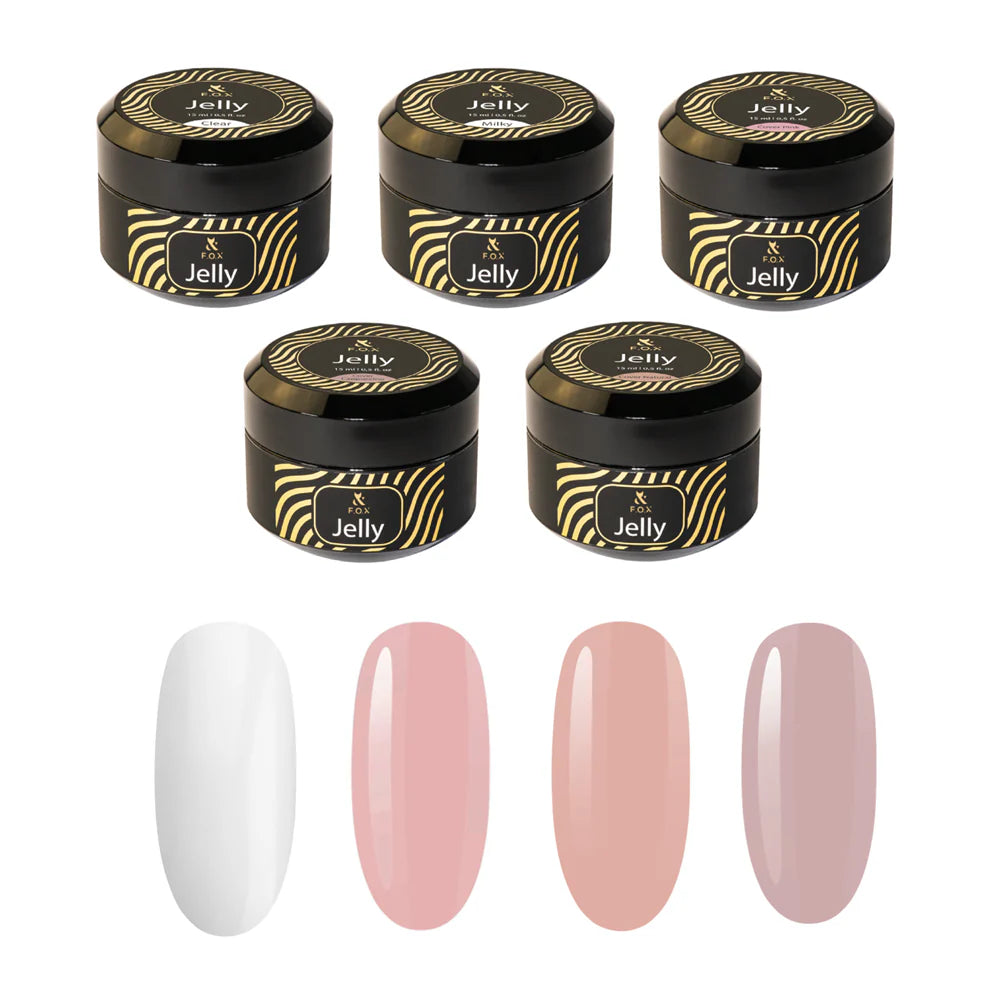 F.O.X Jelly Gel колекція із 5 шт (Clear, Milky, Pink, Natural, Cappuccino)