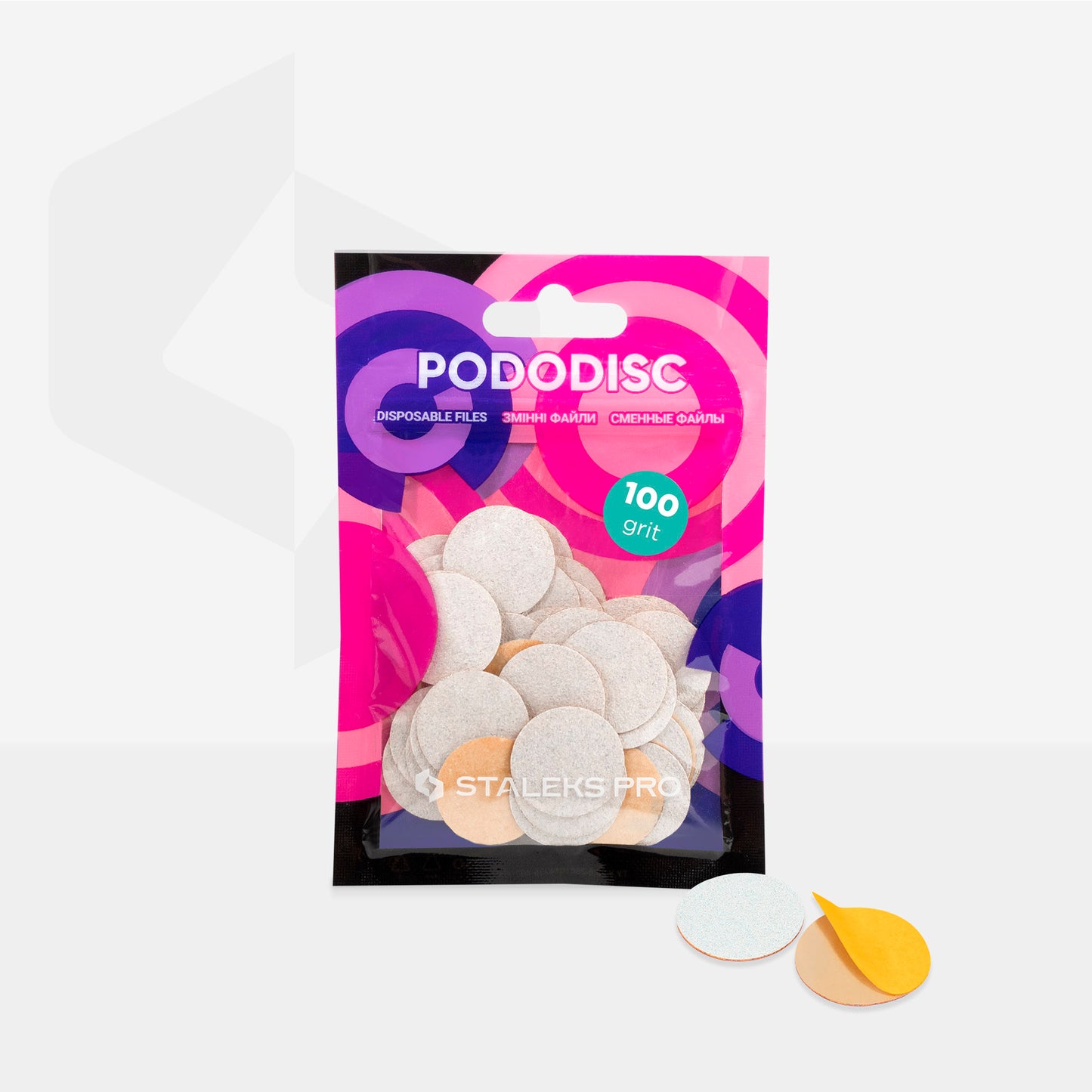 Одноразові білі пилочки для педикюрного диска Staleks PODODISC M EXPERT 100 грит (50 шт)