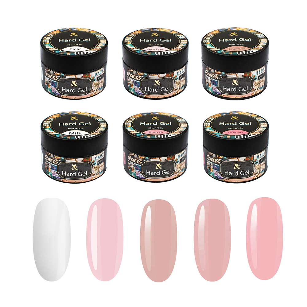 F.O.X Hard Gel колекція із 6 шт ( Clear, Pastel, Nude, Milk, Pink, Rose )