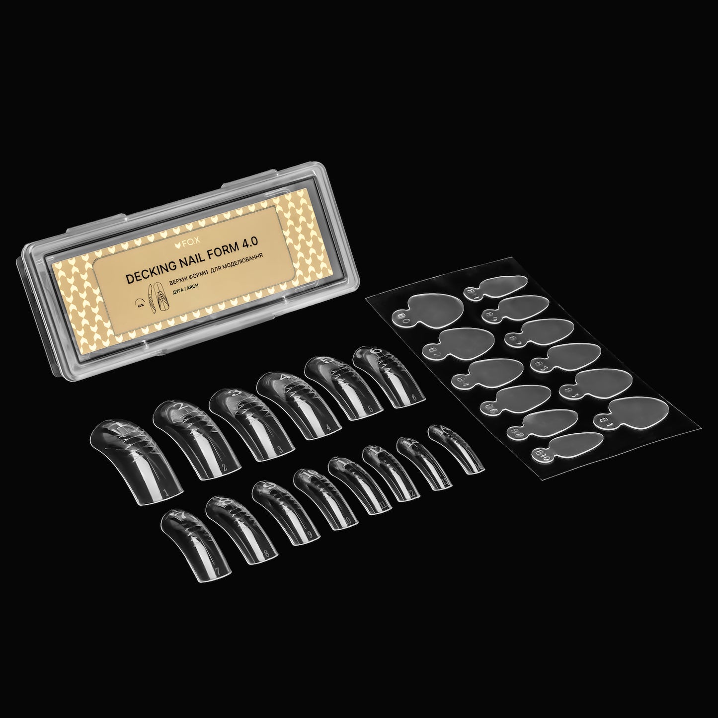 Верхні форми для моделювання F.O.X Decking Nail form 4.0 Дуга (28 шт.)