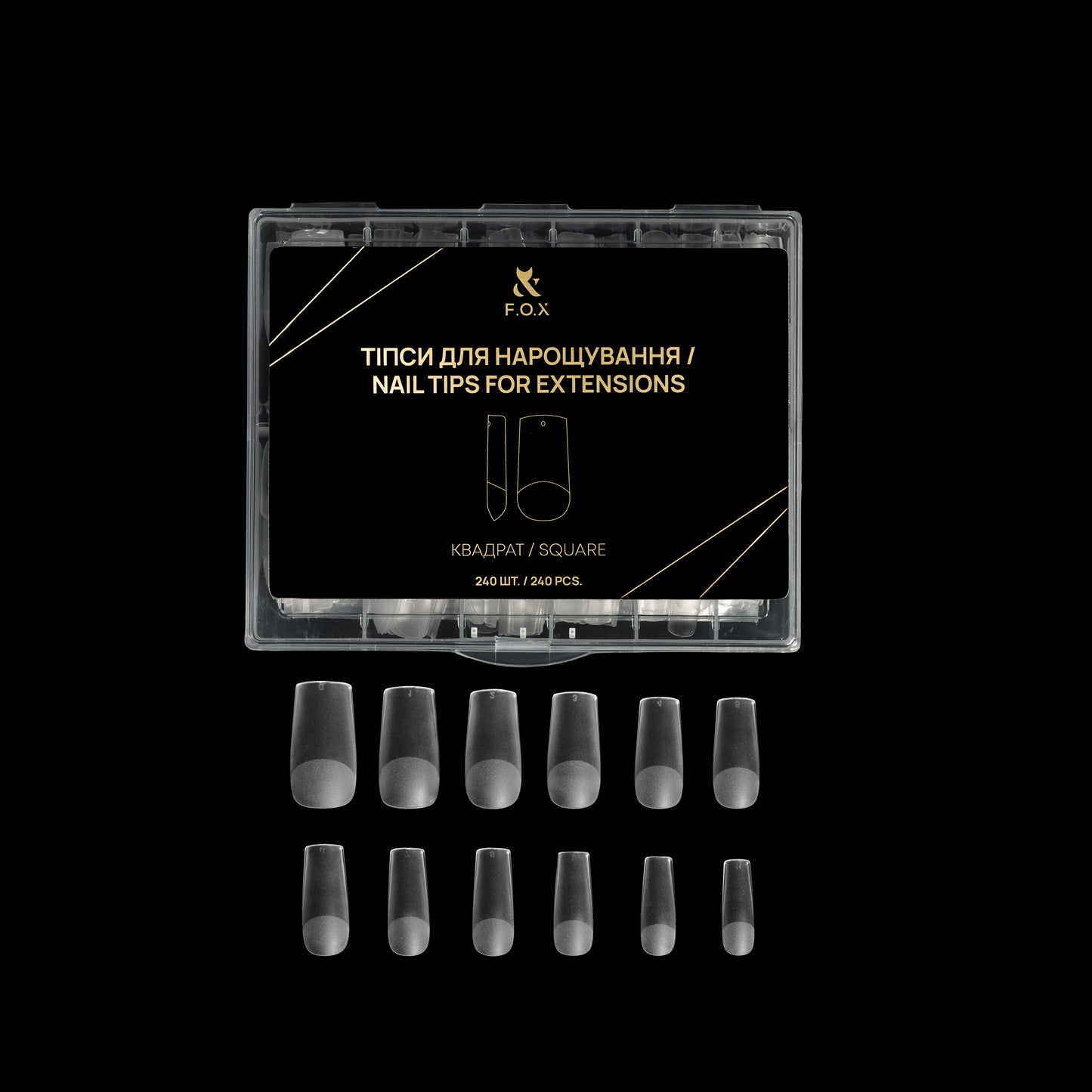 F.O.X Nail Tips for extensions  Квадрат (240 шт.)