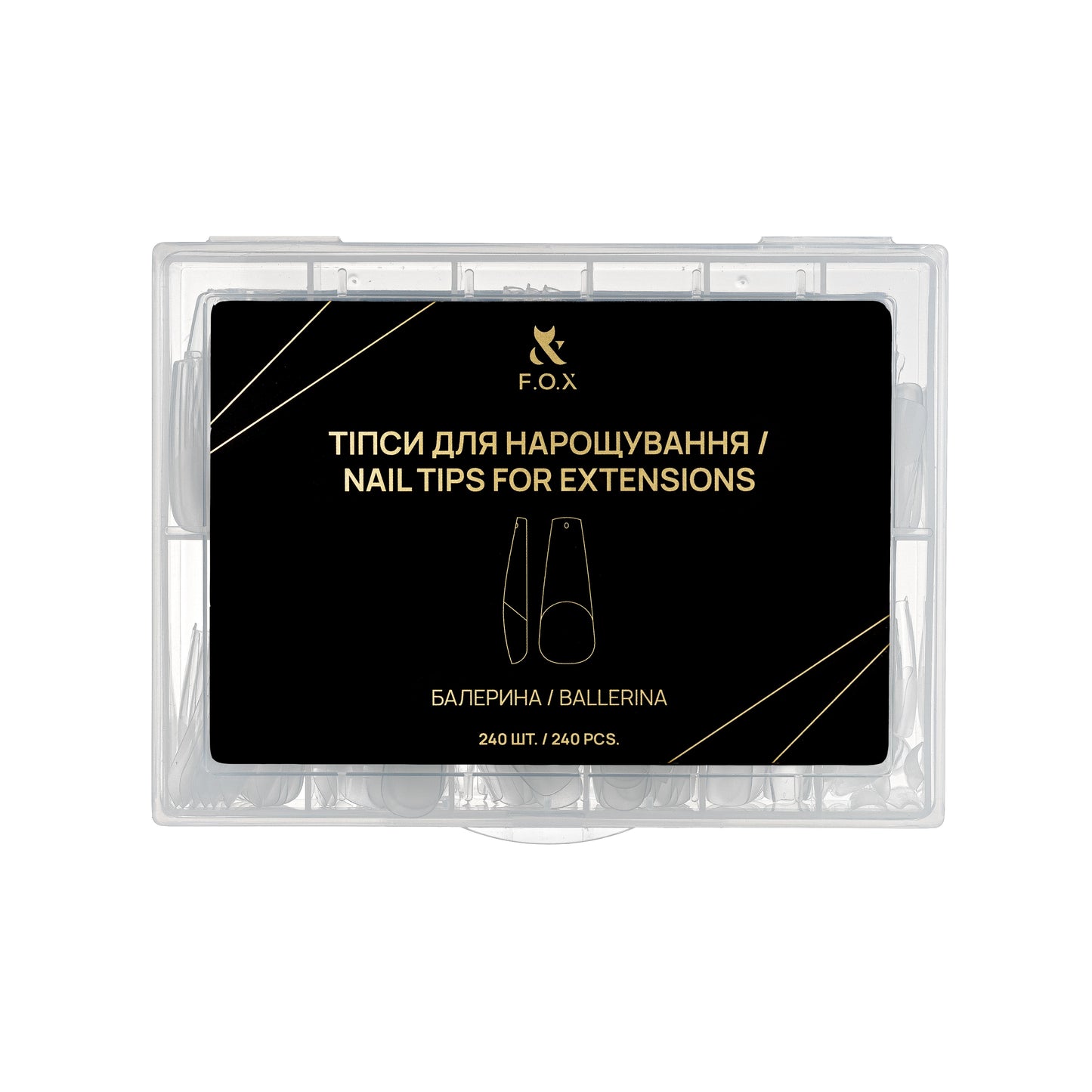 F.O.X Nail Tips for extensions  Балерина (240 шт.)