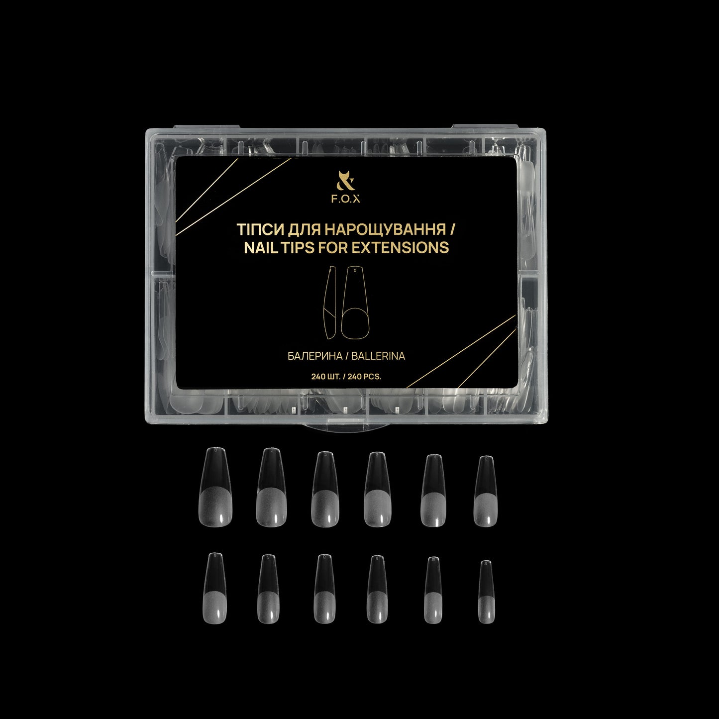 F.O.X Nail Tips for extensions  Балерина (240 шт.)