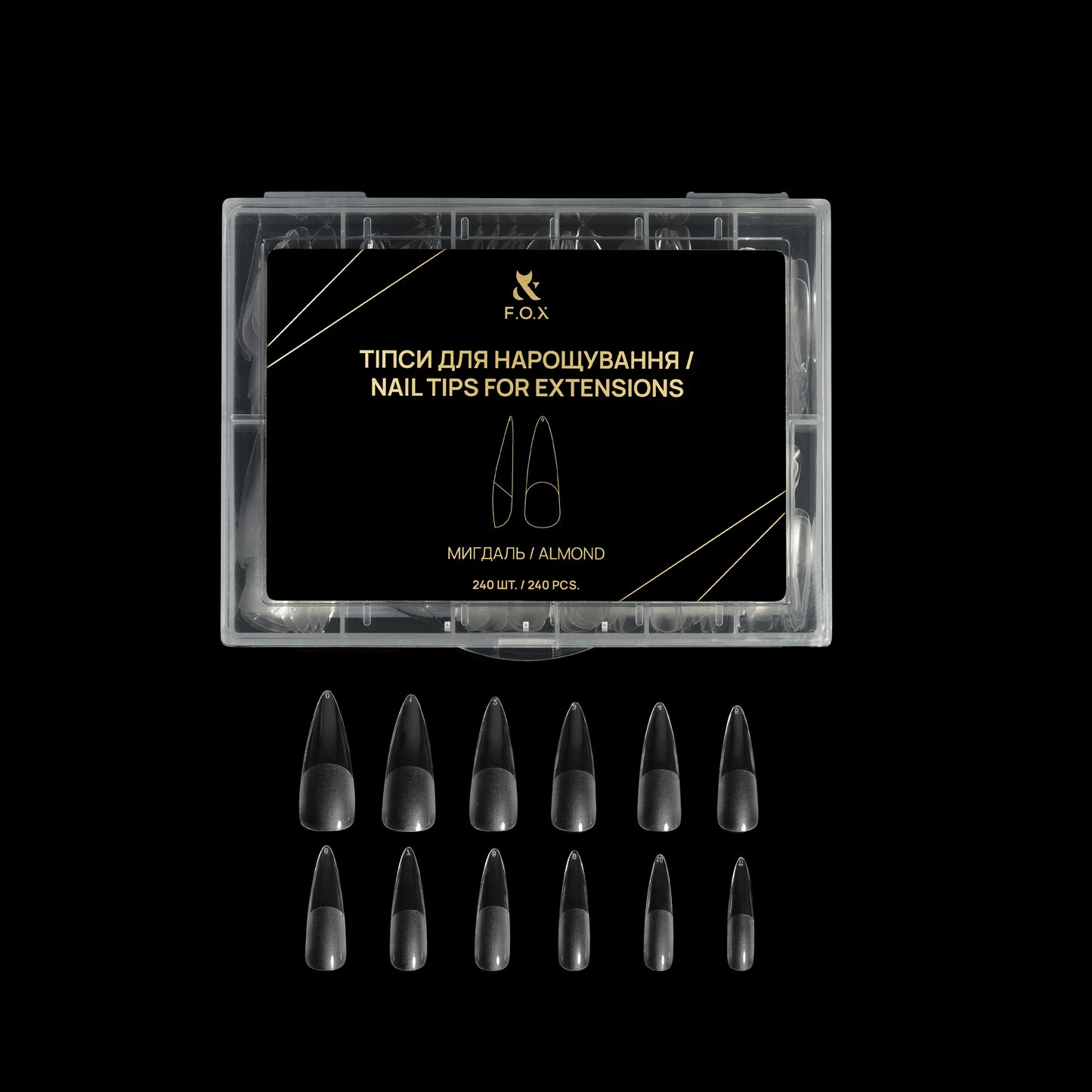 F.O.X Nail Tips for extensions  Мигдаль (240 шт.)