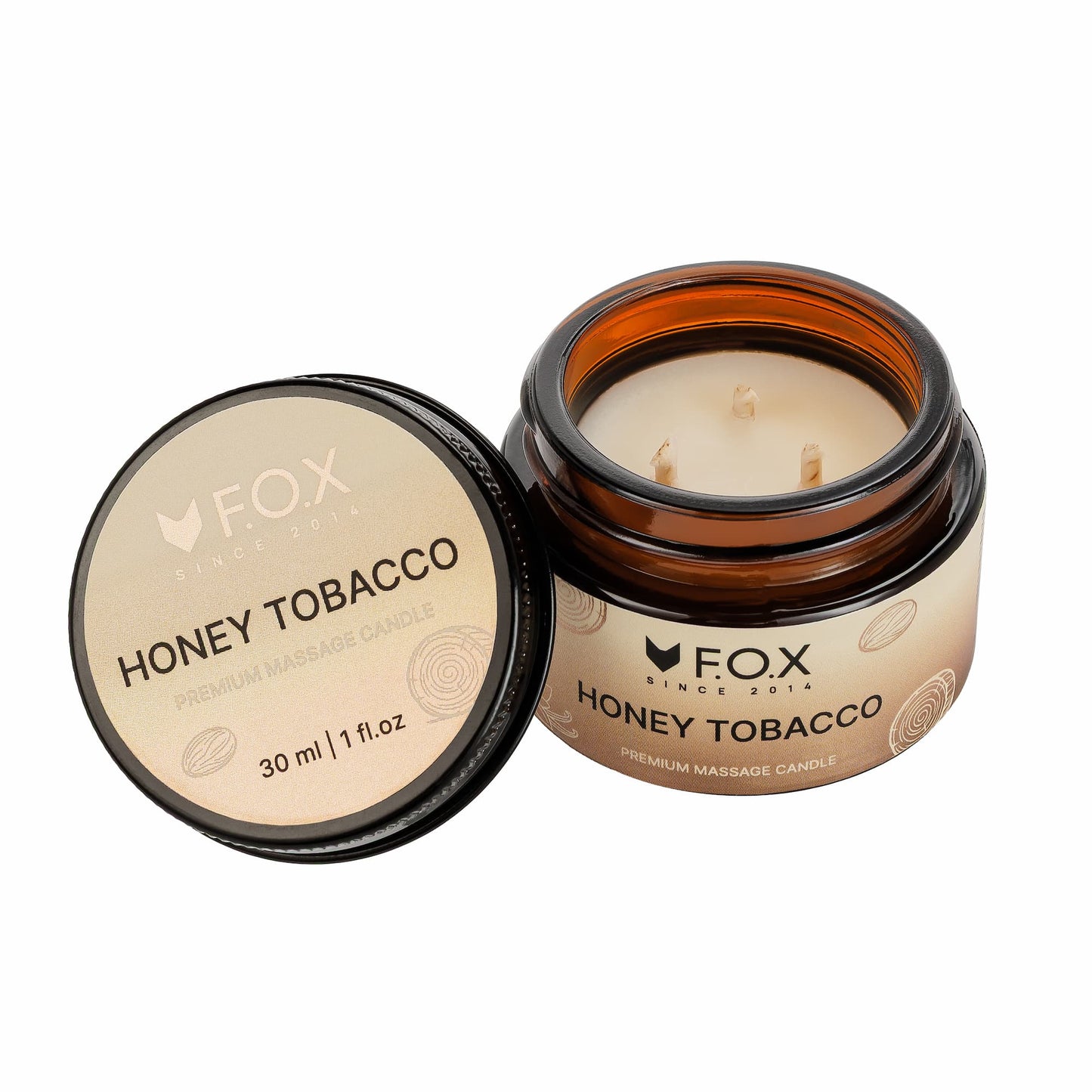 Масажна свічка преміум F.O.X Honey Tobacco, 30 ml