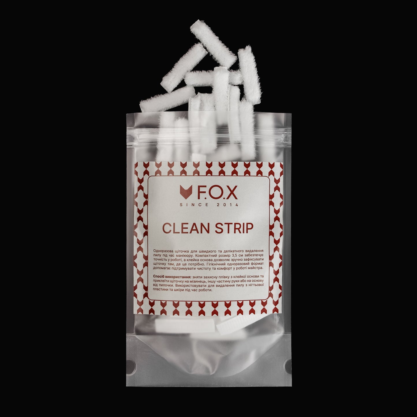 Одноразова клейка щіточка для зняття пилу F.O.X Clean Strip (50 шт.)