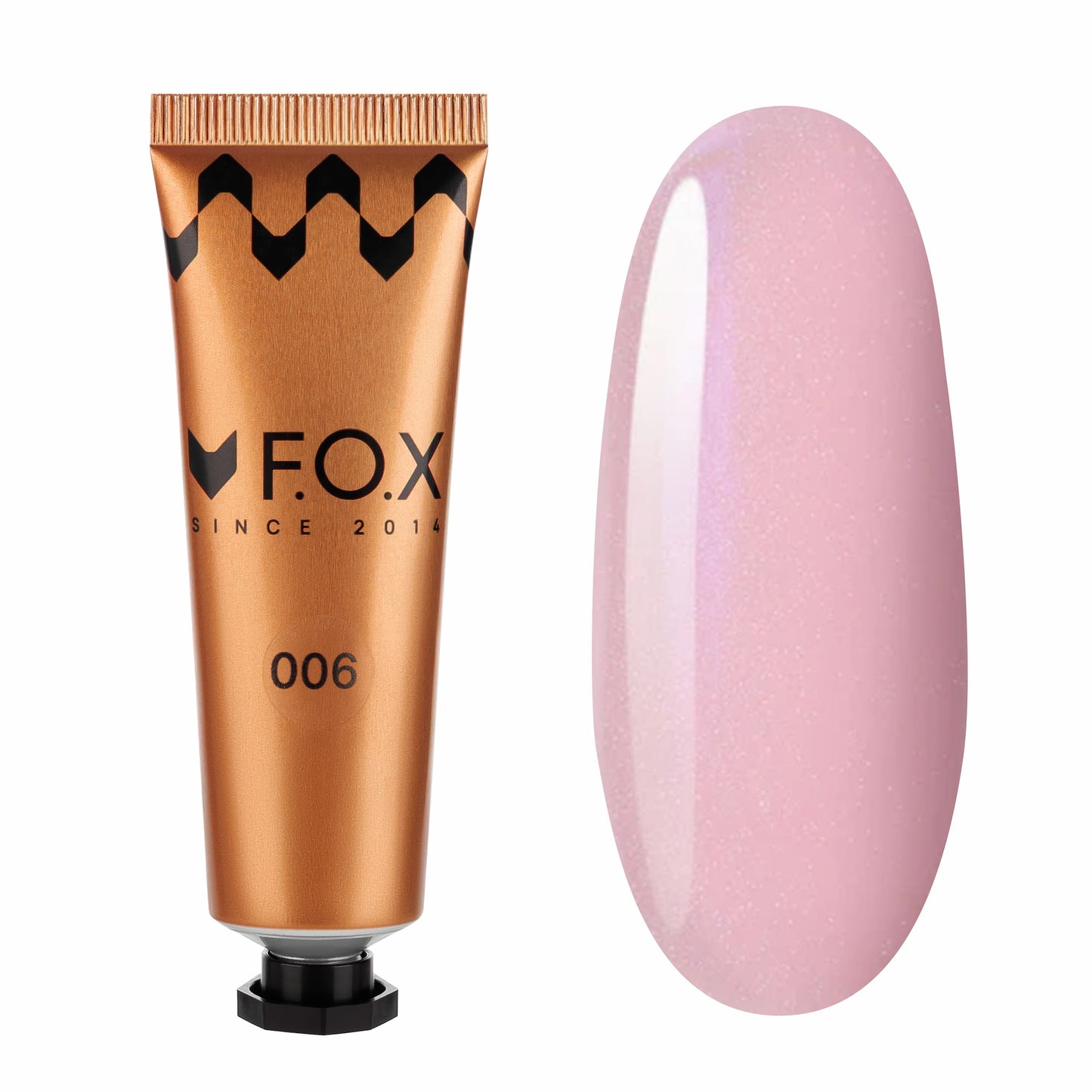 Полігель F.O.X Poly gel Nano 006, (тюб) рожевий з дрібним шимером