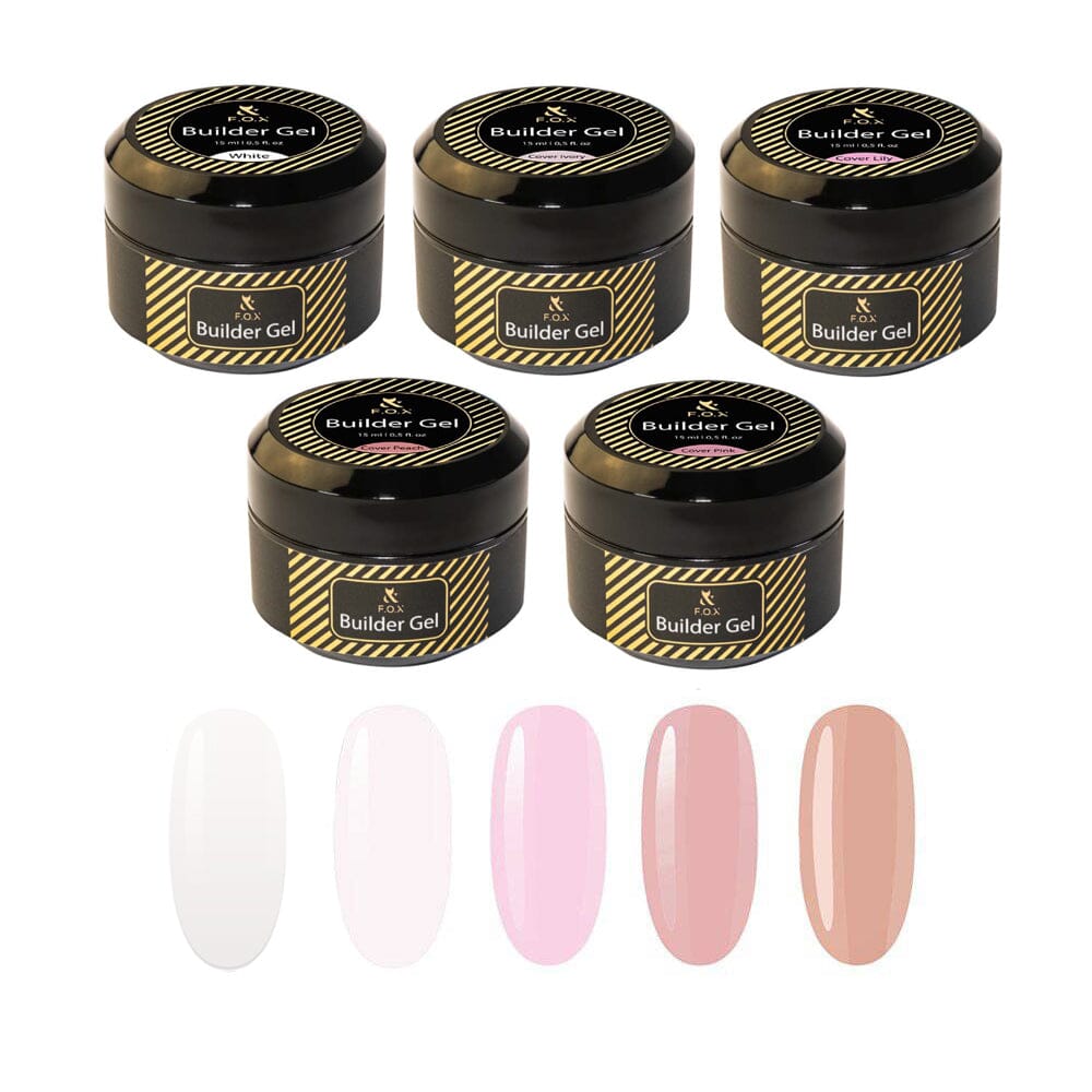 F.O.X Builder Gel колекція із 5 шт ( Lily, Ivory, White, Pink, Peach )