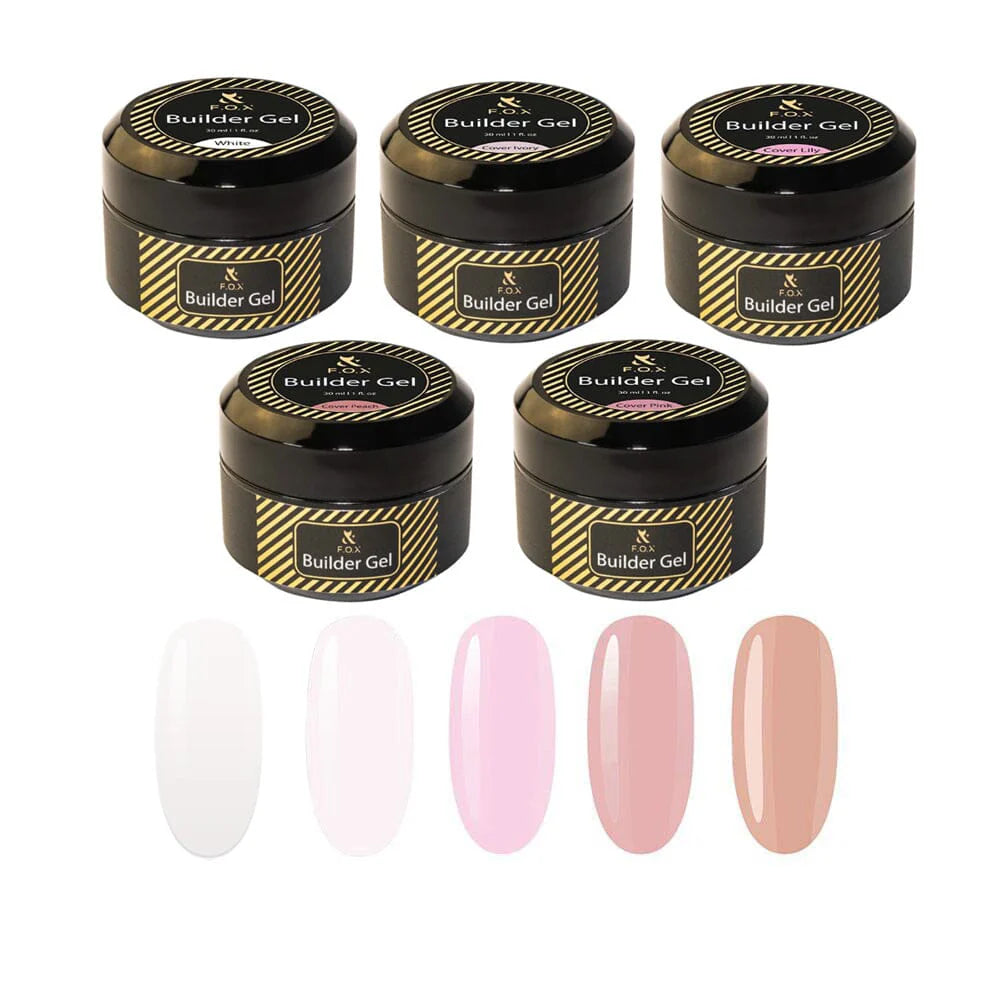 F.O.X Builder Gel колекція із 5 шт ( Lily, Ivory, White, Pink, Peach )