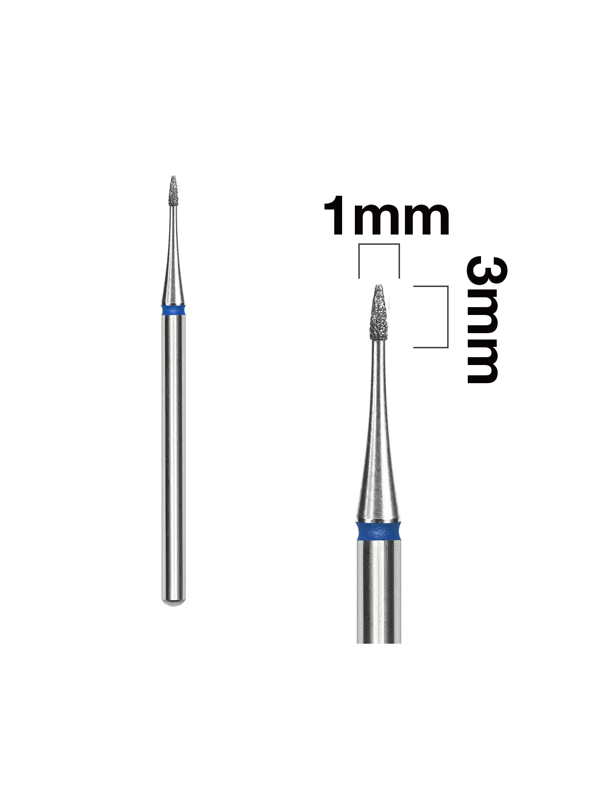 Фреза діамантова полум'я міні синє діаметр 1 мм