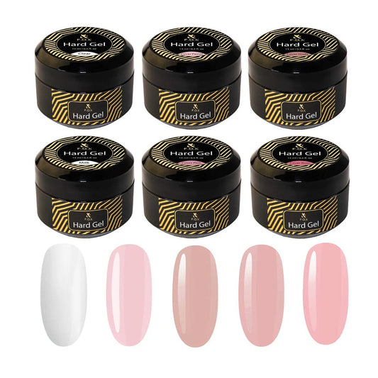 F.O.X Hard Gel колекція із 6 шт ( Clear, Pastel, Nude, Milk, Pink, Rose )