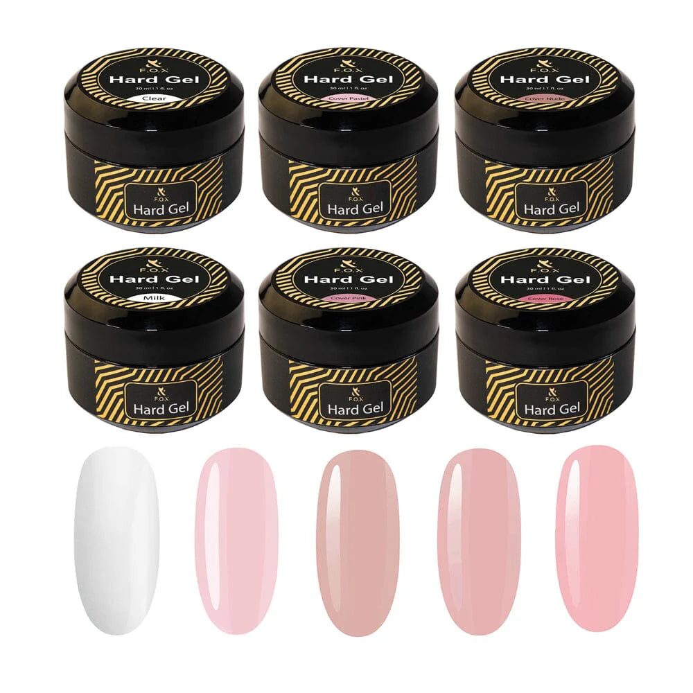 F.O.X Hard Gel колекція із 6 шт ( Clear, Pastel, Nude, Milk, Pink, Rose )